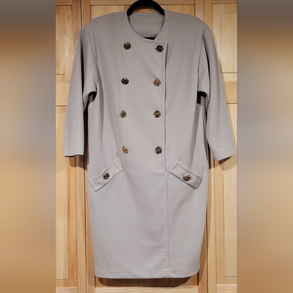 Tan Long Sleeve Double Button Dress